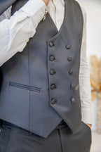 MULISH - Abito Uomo Nero Tre Pezzi con gilet